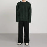 Ouzey 10183 DARK GREEN TWIST KNITTED SWEATER