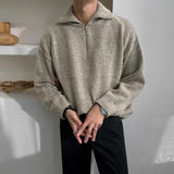 Ouzey 5555 KNITTED HALF TURTLENECK COLLAR HALF ZIP-UP SWEATER