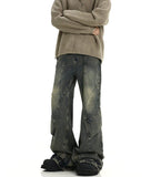 Ouzey 10425 YELLOW BLUE RECONSTRUCTED BAGGY STRAIGHT JEANS