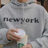 Ouzey 5567 LETTERED NEW YORK PULLOVER HOODIE