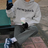 Ouzey 5567 LETTERED NEW YORK PULLOVER HOODIE