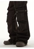 Ouzey 10709 WASHED BROWN CARGO STRAIGHT DENIM PANTS