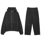 Ouzey 6399 CHARCOAL GRAY ZIP-UP HOODIE & SWEATPANTS