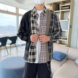 Ouzey 5145 RECONSTRUCTED STITCHED FLANNEL PLAID SHIRT