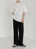 Ouzey 5176 DRAPE TOP FOLDED WIDE STRAIGHT PANTS