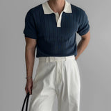 Ouzey 11642 Contrast Knitted Polo Short Sleeve