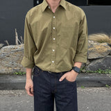 Ouzey 9377 Solid Casual Button-Up Shirt