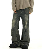 Ouzey 10425 YELLOW BLUE RECONSTRUCTED BAGGY STRAIGHT JEANS