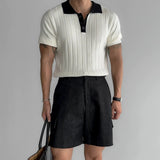 Ouzey 11642 Contrast Knitted Polo Short Sleeve