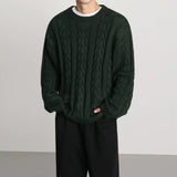 Ouzey 10183 DARK GREEN TWIST KNITTED SWEATER