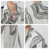 Ouzey 9044 V-NECK IRREGULAR LINE SHORT SLEEVE SHIRT