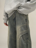 Ouzey 10806 DECONSTRUCTED BLUE DENIM STRAIGHT JEANS