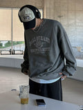 Ouzey 90s Streetwear 11170 Gray Embroidery Crewneck Sweater