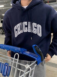 Ouzey 5421 DARK BLUE CHICAGO LETTERED HOODIE