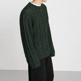 Ouzey 10183 DARK GREEN TWIST KNITTED SWEATER