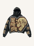 2024 New Color Matching Skull Print Pocket 3D Sweater Hoodie Sweatshirt Cos Clothing