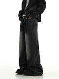 Ouzey 10382 DARK GRAY BAGGY STRAIGHT DENIM JEANS