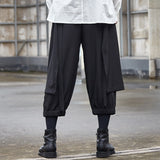 Ouzey Black Cropped Casual Hakama Pants