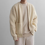 Ouzey 4454 KNITTED ROUND-NECK CARDIGAN SWEATER