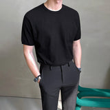 Ouzey 4426 BLACK KNITTED ROUND NECK T-SHIRT