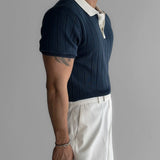 Ouzey 11642 Contrast Knitted Polo Short Sleeve