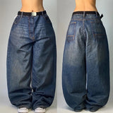 Ouzey 2024 American New Diversified Washed Retro Gradient Baggy Jeans Men And Women Y2K Fashion Casual Gothic High Waist Wide Trousers