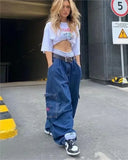 Ouzey Y2k European and American retro loose straight pants classic fashion Harajuku hip-hop street low-waist wide-leg pants for women