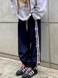 Ouzey-Y2K Blue Sweatpants With Bow Women Korean Fashion Fairycore Jogger Pants Oversized Harajuku Girly Kpop Sports Trousers