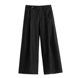 Ouzey Spring Autumn Long Loose Casual Baggy Flowy Soft Black Pleated Wide Leg Pants Men Luxury Designer Emo Clothing 2025