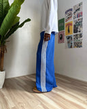 Ouzey Y2K American retro striped letter printed casual sweatpants for men and women loose wide-leg straight casual sports style pants