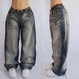 Ouzey Streetwear Fashion New Pure Black Washed Baggy Jeans Men And Women Y2K Harajuku Casual Gothic High Waist Wide Leg Trousers