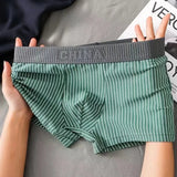 Ouzey 1Pcs Boxer Shorts Men's Underwear Sexy Panties Cotton Striped Man Underpants Male Boxers Homme U Convex Lingerie Free Shipping