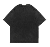 Ouzey 2024 Men's tops Washed T Shirt 2024 Vintage Unisex High Street Cross Pattern Oversize Shirts Fashion Mens Graphic Black T-Shirts