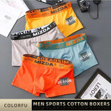 Ouzey Men Sports Boxers Underpants Underwear White L XL XXL Letters Wide Band Cotton Breathable Fashion Fitness