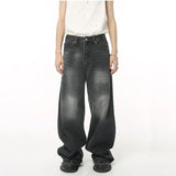 Ouzey Streetwear Vintage Y2k Men’s Jeans Black Baggy Trousers New Wide Leg Denim Pants Hip Hop Harajuku Distressed Straight Pants