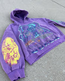 Ouzey 2024 New Fashion Purple Casual Clothing Men Cartoon Printed Oversized Hoodie Men Y2K Harajuku High Street Loose Pullover Women