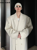 Ouzey Autumn Winter  Long Beige Oversized Thick Warm Soft Wool & Blends Coat Men Double Breasted Loose Korean Fashion 2025