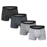 Ouzey 4 Pack European and American Size MEN'S FASHION Printed Underwear Sexy Young MEN'S Underwear Middle-aged Fat MEN'S Shorts