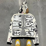 American Cartoon Graffiti Zipper Hoodie Y2K Clothes Men Harajuku Goth Hip Hop Graphics Oversized Hoodie Sweatshirt Zipper Jacket