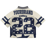 Ouzey Summer Fashion Retro Mesh Surface Splicing Printed T-Shirts Casual Street Sports Rugby Stripe Jersey Loose Couple Tops