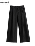 Ouzey Spring Autumn Long Loose Casual Baggy Flowy Soft Black Pleated Wide Leg Pants Men Luxury Designer Emo Clothing 2025