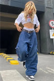 Ouzey Y2k European and American retro loose straight pants classic fashion Harajuku hip-hop street low-waist wide-leg pants for women