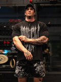Ouzey Revenge Printed T-shirt For Men Casual Loose Short Sleeve Blouse 2024 Vintage Ventilation Gyms Men's Scratch Printing Tops