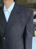 Ouzey Slim Fit Black Double-breasted Blazer