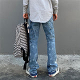 Ouzey Splashing Ink Flared Straight Jeans