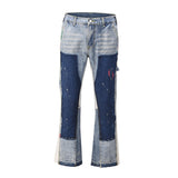 Ouzey Splashing Ink Flared Straight Jeans