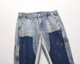 Ouzey Splashing Ink Flared Straight Jeans