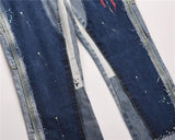 Ouzey Splashing Ink Flared Straight Jeans