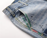 Ouzey Splashing Ink Flared Straight Jeans