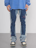 Ouzey Splashing Ink Flared Straight Jeans